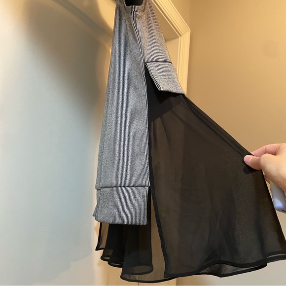 French Connection pin stripe knit sweater vest w/ chiffon drape vest size S - Picture 8 of 16